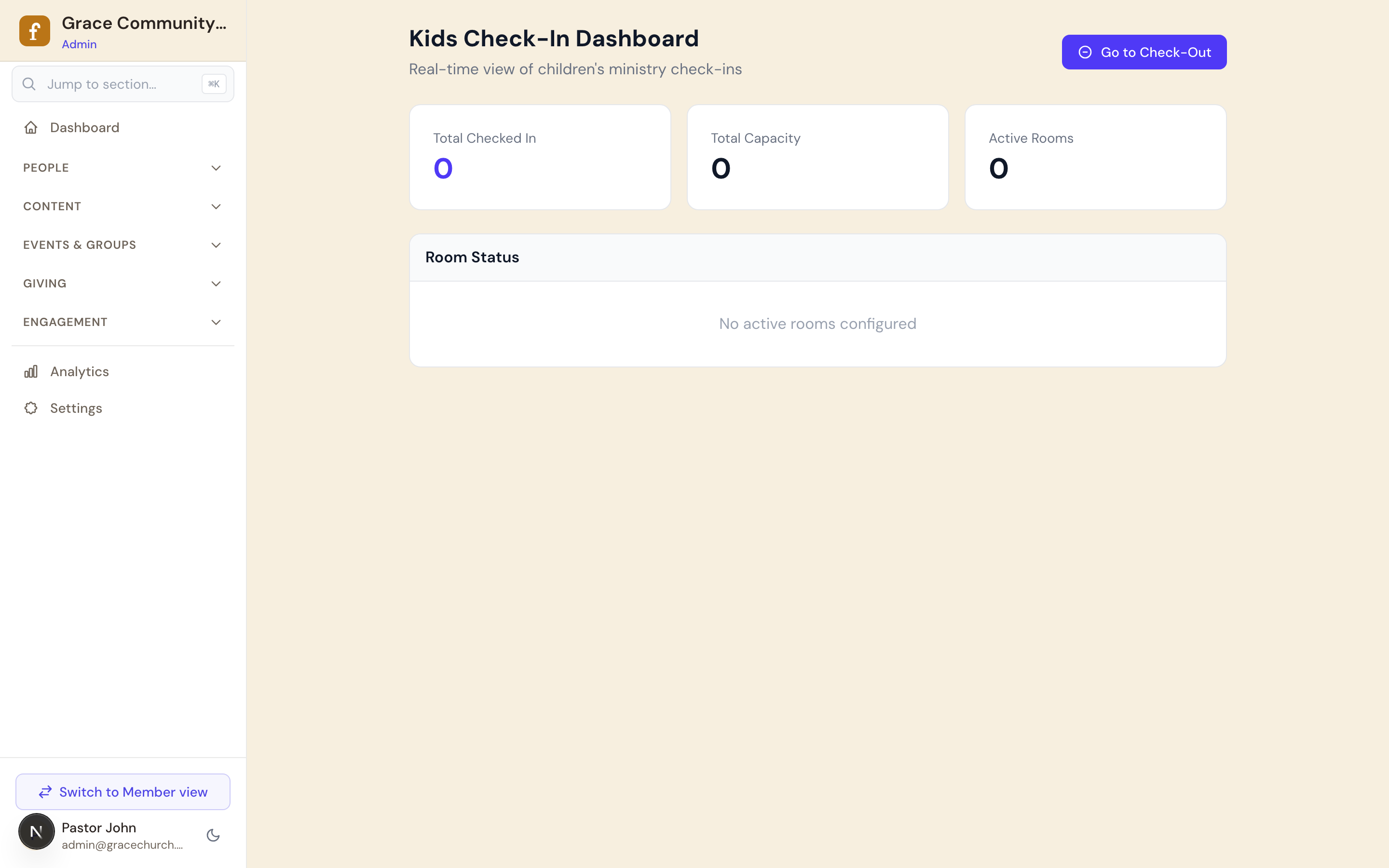 FlockTable kids check-in active list